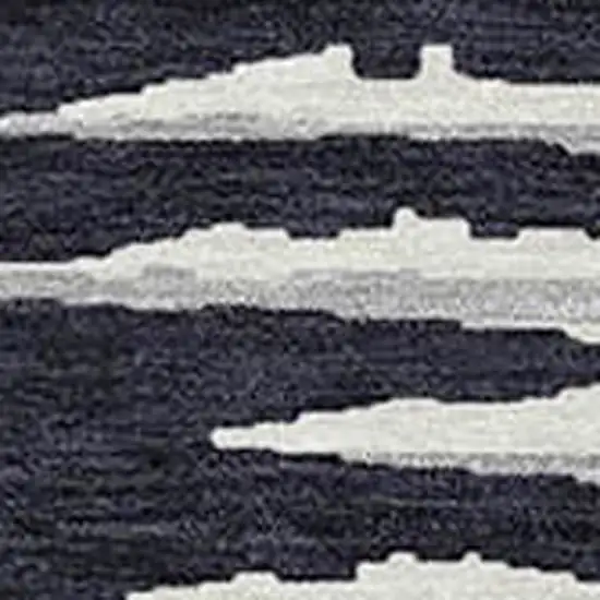 Black Gray And Ivory Striped Washable Indoor Outdoor Area Rug Photo 6