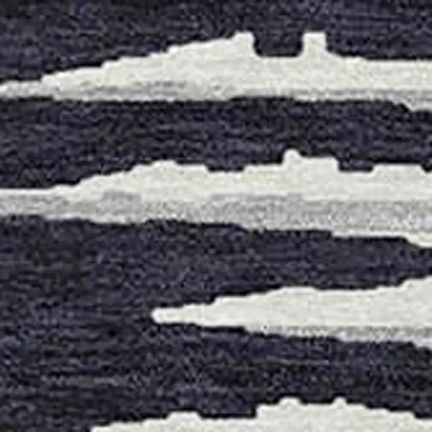 Black Gray And Ivory Striped Washable Indoor Outdoor Area Rug Photo 6