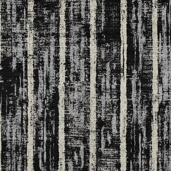 Black Gray And Ivory Striped Washable Indoor Outdoor Area Rug Photo 6