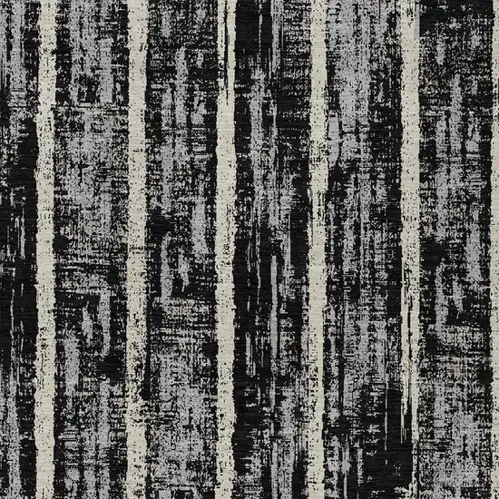 Black Gray And Ivory Striped Washable Indoor Outdoor Area Rug Photo 6