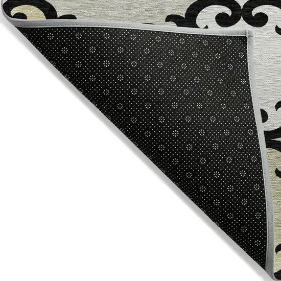 Black Gray And Ivory Trellis Washable Indoor Outdoor Area Rug Photo 4