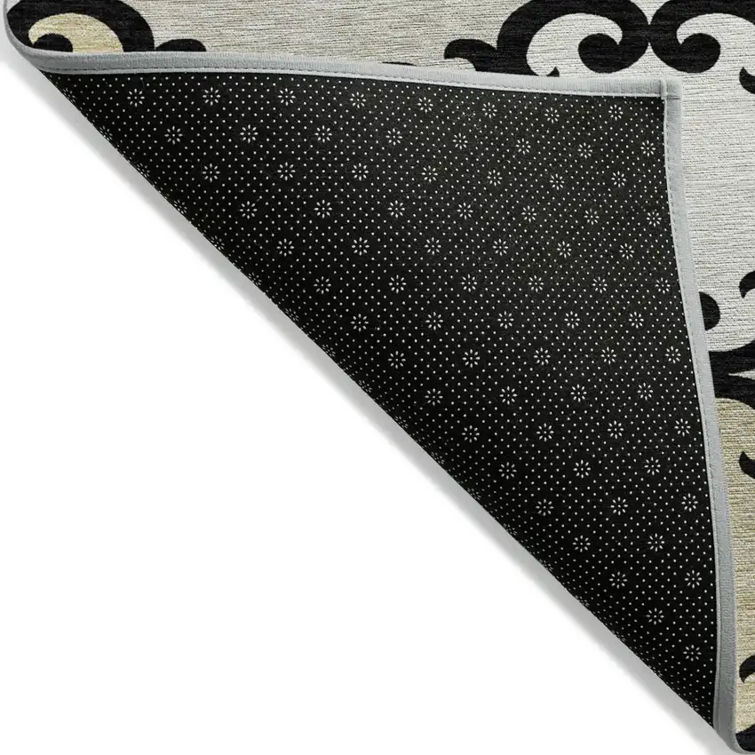 Black Gray And Ivory Trellis Washable Indoor Outdoor Area Rug Photo 4