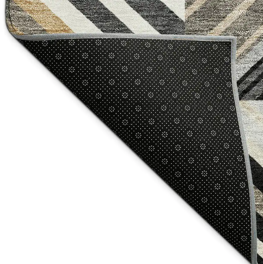Black Gray And Khaki Patchwork Washable Indoor Outdoor Area Rug Photo 9