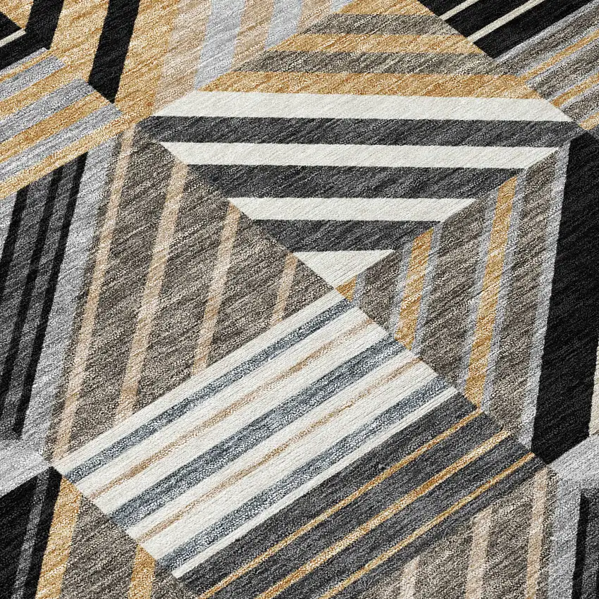 Black Gray And Khaki Patchwork Washable Indoor Outdoor Area Rug Photo 1