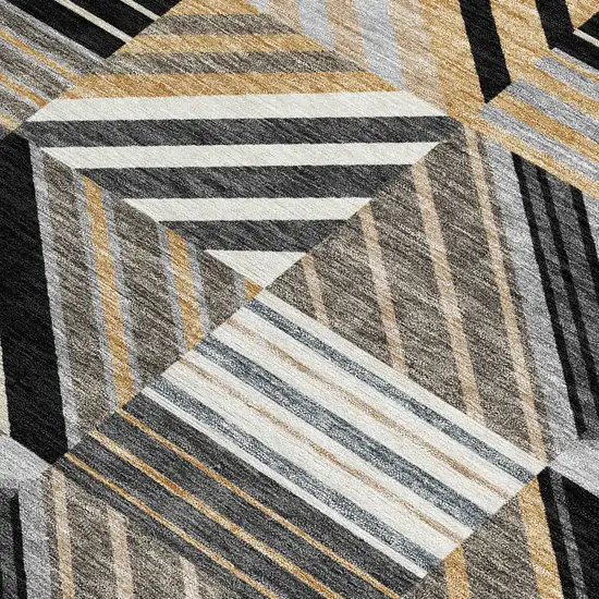 Black Gray And Khaki Patchwork Washable Indoor Outdoor Area Rug Photo 3
