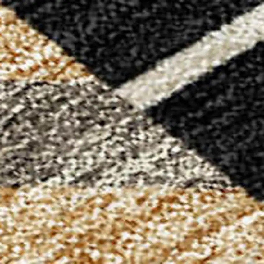 Black Gray And Khaki Patchwork Washable Indoor Outdoor Area Rug Photo 2