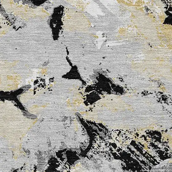 Black Gray And Light Brown Floral Washable Indoor Outdoor Area Rug Photo 7