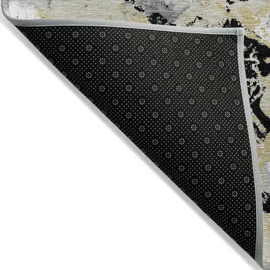 Black Gray And Light Brown Floral Washable Indoor Outdoor Area Rug Photo 6