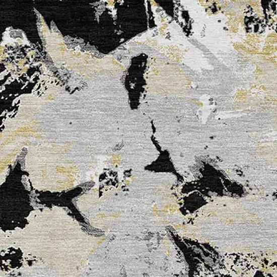 Black Gray And Light Brown Floral Washable Indoor Outdoor Area Rug Photo 7