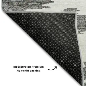 Photo of Black Gray And Silver Abstract Washable Area Rug With UV Protection
