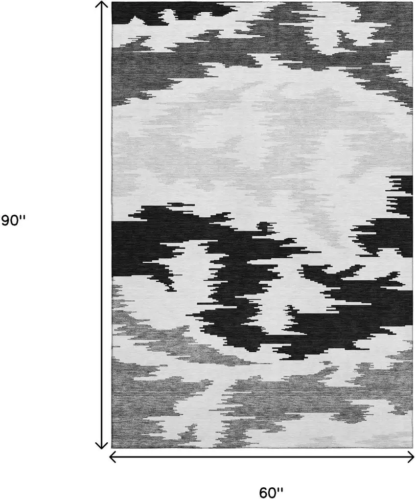 Black Gray And Silver Abstract Washable Area Rug With UV Protection Photo 3