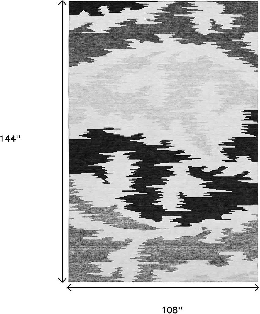 Black Gray And Silver Abstract Washable Area Rug With UV Protection Photo 3