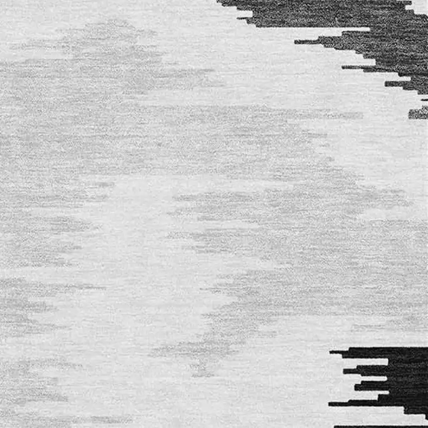 Black Gray And Silver Abstract Washable Area Rug With UV Protection Photo 3