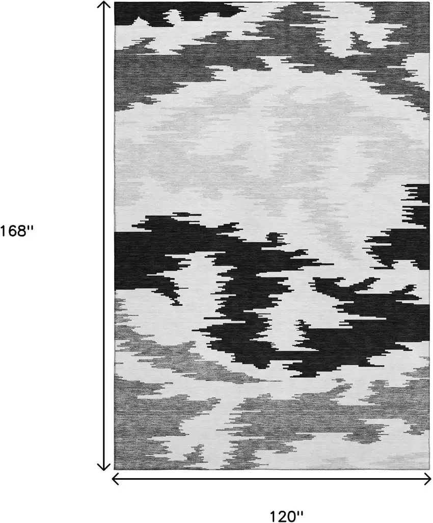 Black Gray And Silver Abstract Washable Area Rug With UV Protection Photo 3
