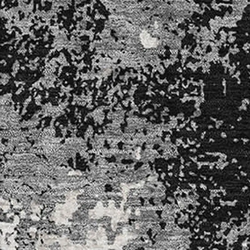 Black Gray And Silver Abstract Washable Area Rug With UV Protection Photo 3