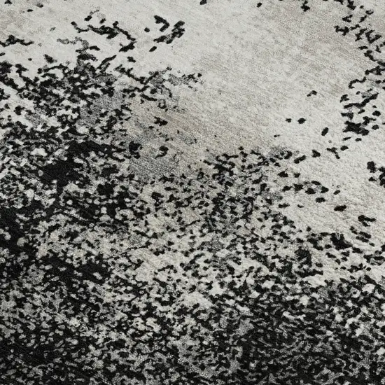 Black Gray And Silver Abstract Washable Area Rug With UV Protection Photo 3