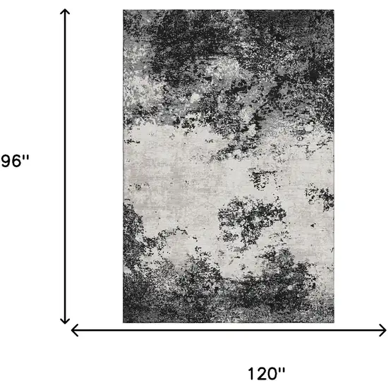 Black Gray And Silver Abstract Washable Area Rug With UV Protection Photo 4