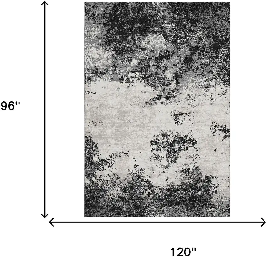 Black Gray And Silver Abstract Washable Area Rug With UV Protection Photo 4
