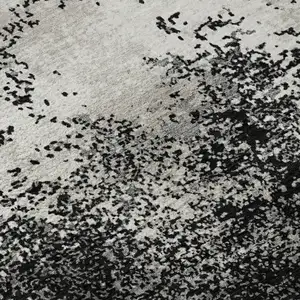 Photo of Black Gray And Silver Abstract Washable Area Rug With UV Protection