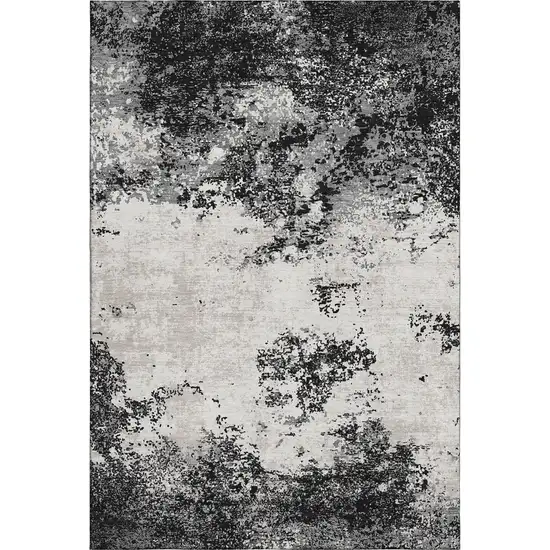 Black Gray And Silver Abstract Washable Area Rug With UV Protection Photo 6
