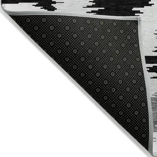 Black Gray And Silver Abstract Washable Indoor Outdoor Area Rug Photo 3