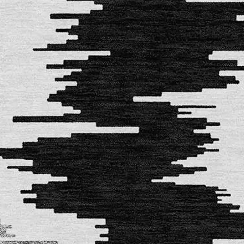 Black Gray And Silver Abstract Washable Indoor Outdoor Area Rug Photo 4