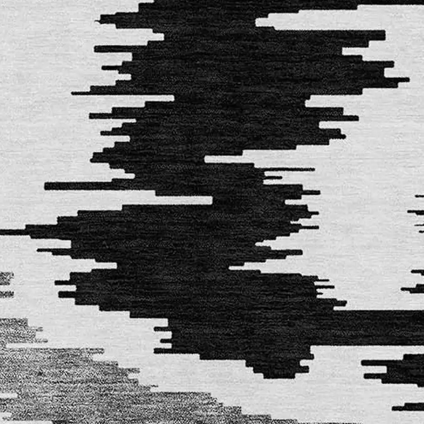 Black Gray And Silver Abstract Washable Indoor Outdoor Area Rug Photo 5