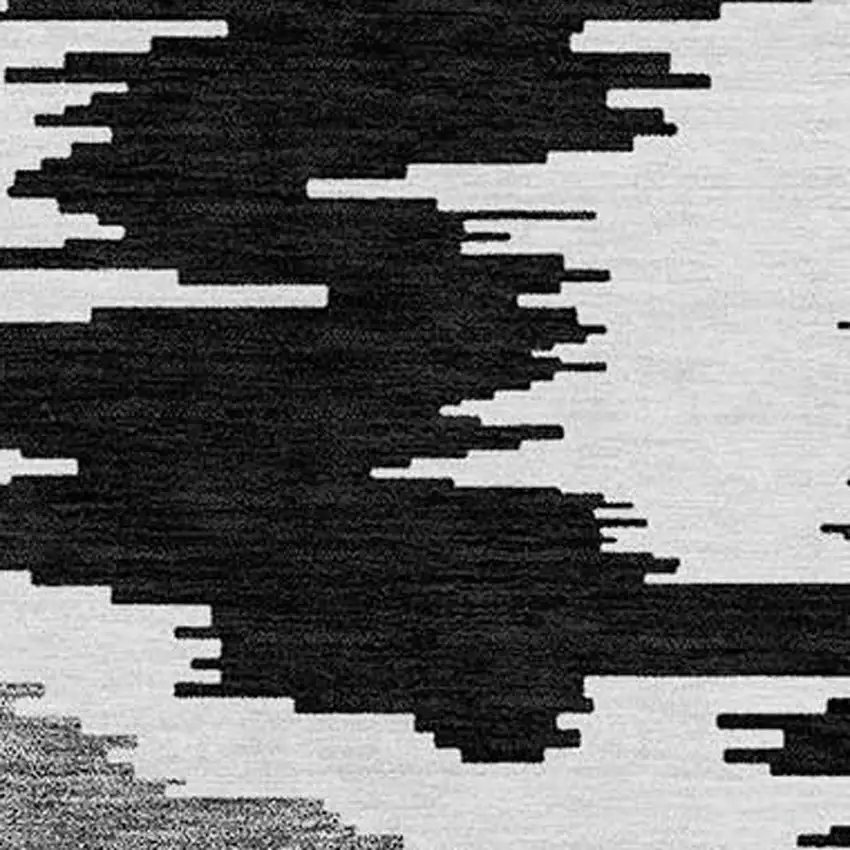 Black Gray And Silver Abstract Washable Indoor Outdoor Area Rug Photo 4