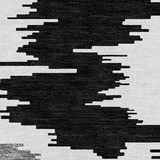 Black Gray And Silver Abstract Washable Indoor Outdoor Area Rug Photo 4