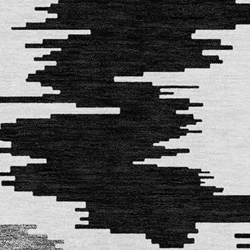 Black Gray And Silver Abstract Washable Indoor Outdoor Area Rug Photo 4