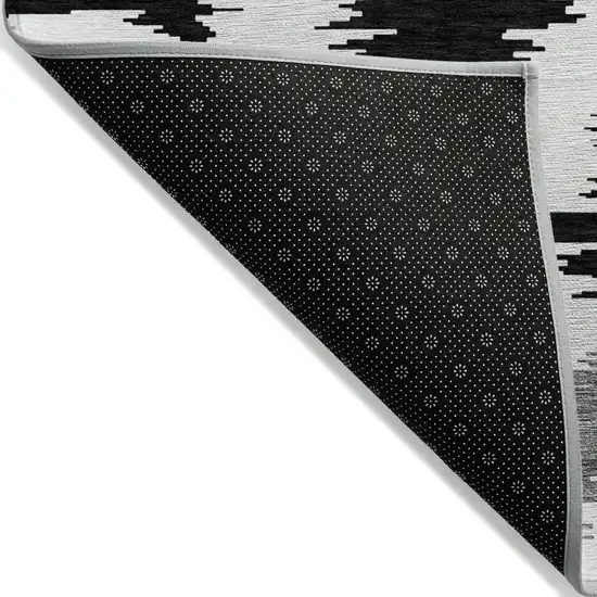 Black Gray And Silver Abstract Washable Indoor Outdoor Area Rug Photo 3