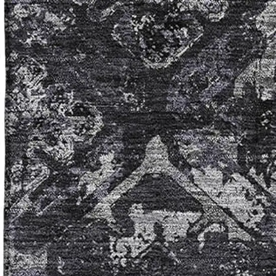 Black Gray And Silver Diamond Washable Area Rug With UV Protection Photo 3