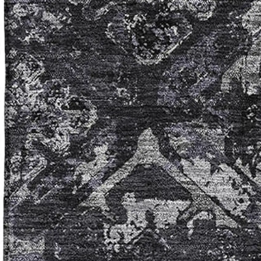 Black Gray And Silver Diamond Washable Area Rug With UV Protection Photo 3
