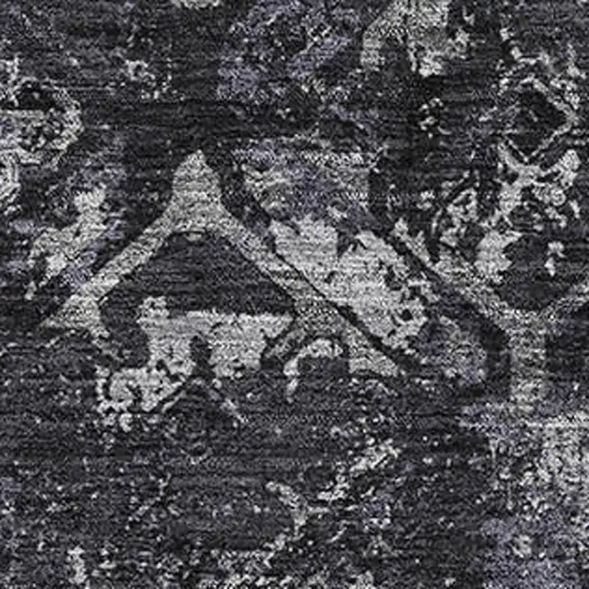 Black Gray And Silver Diamond Washable Area Rug With UV Protection Photo 3