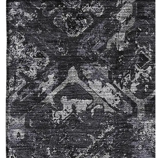 Black Gray And Silver Diamond Washable Area Rug With UV Protection Photo 3