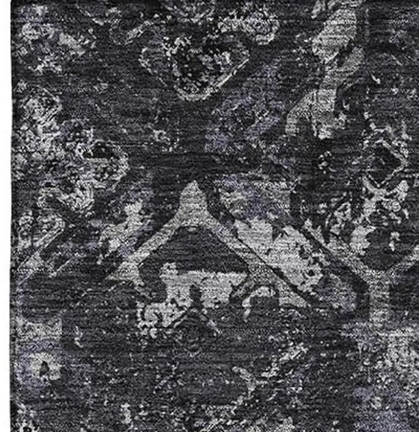 Black Gray And Silver Diamond Washable Area Rug With UV Protection Photo 3