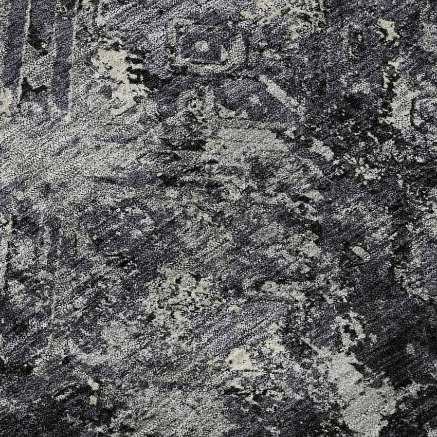 Black Gray And Silver Diamond Washable Area Rug With UV Protection Photo 9