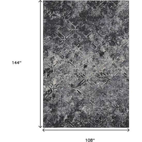 Black Gray And Silver Diamond Washable Area Rug With UV Protection Photo 3