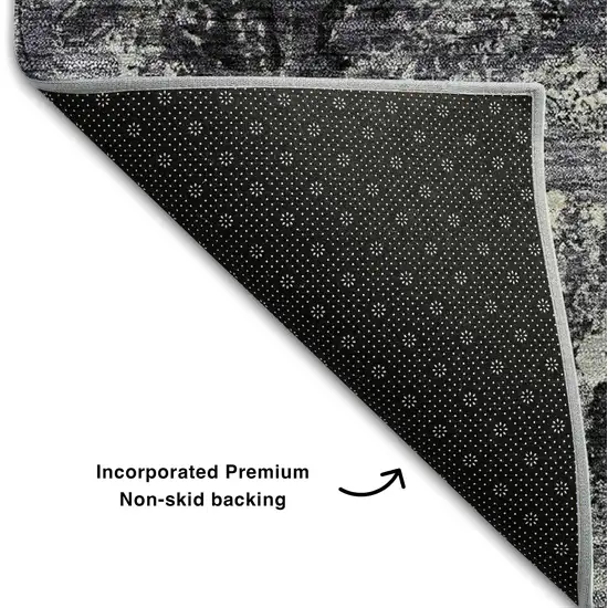Black Gray And Silver Diamond Washable Area Rug With UV Protection Photo 6