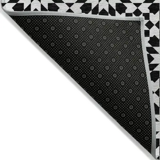 Black Gray And Silver Floral Medallion Washable Indoor Outdoor Area Rug Photo 2
