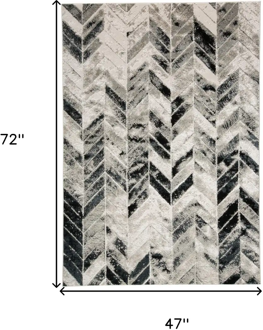 Gray and Black Geometric Non Skid Area Rug Photo 3