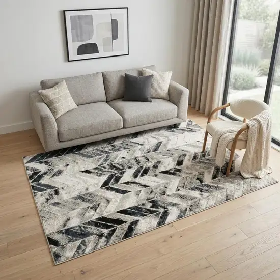 Gray And Black Chevron Area Rug Photo 1