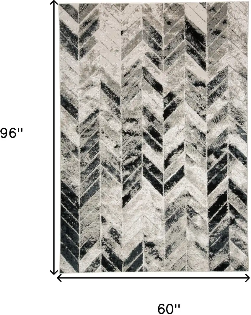 Black Gray And Silver Geometric Stain Resistant Area Rug Photo 3