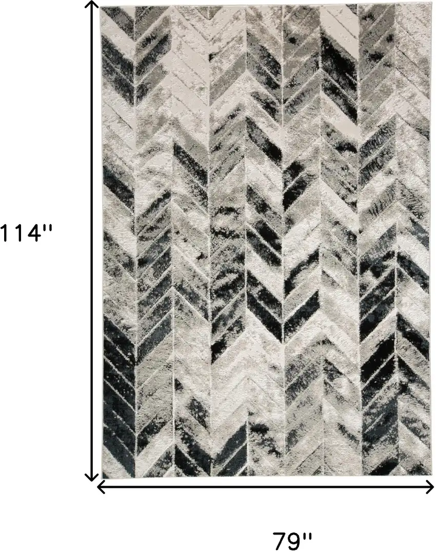 Black Gray And Silver Geometric Stain Resistant Area Rug Photo 3