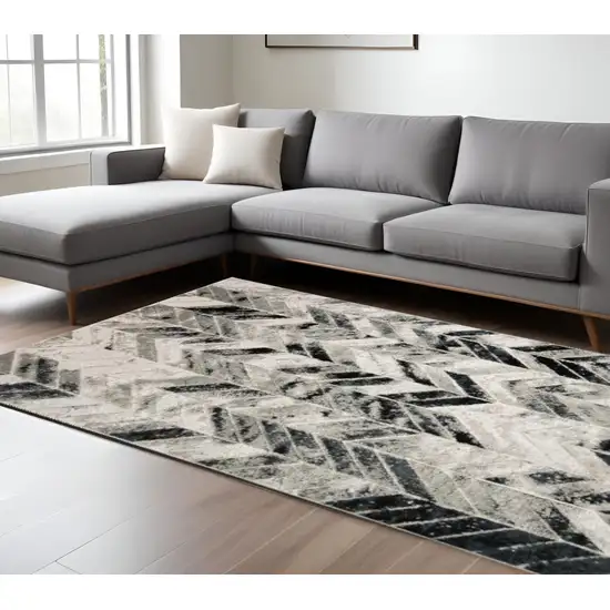 Gray And Black Chevron Area Rug Photo 1