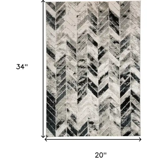Black Gray And Silver Geometric Stain Resistant Area Rug Photo 3