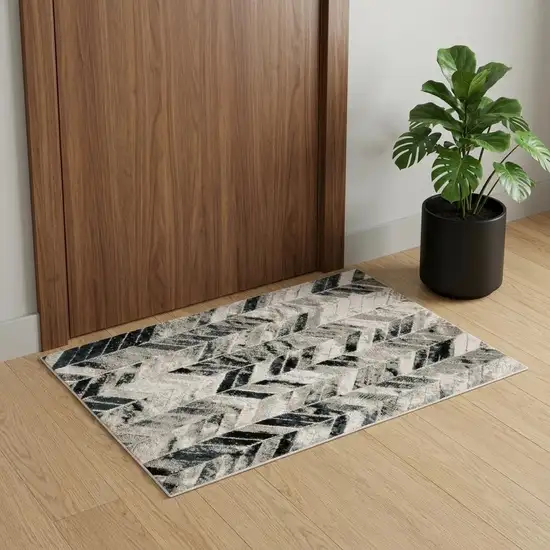 Gray And Black Chevron Area Rug Photo 1