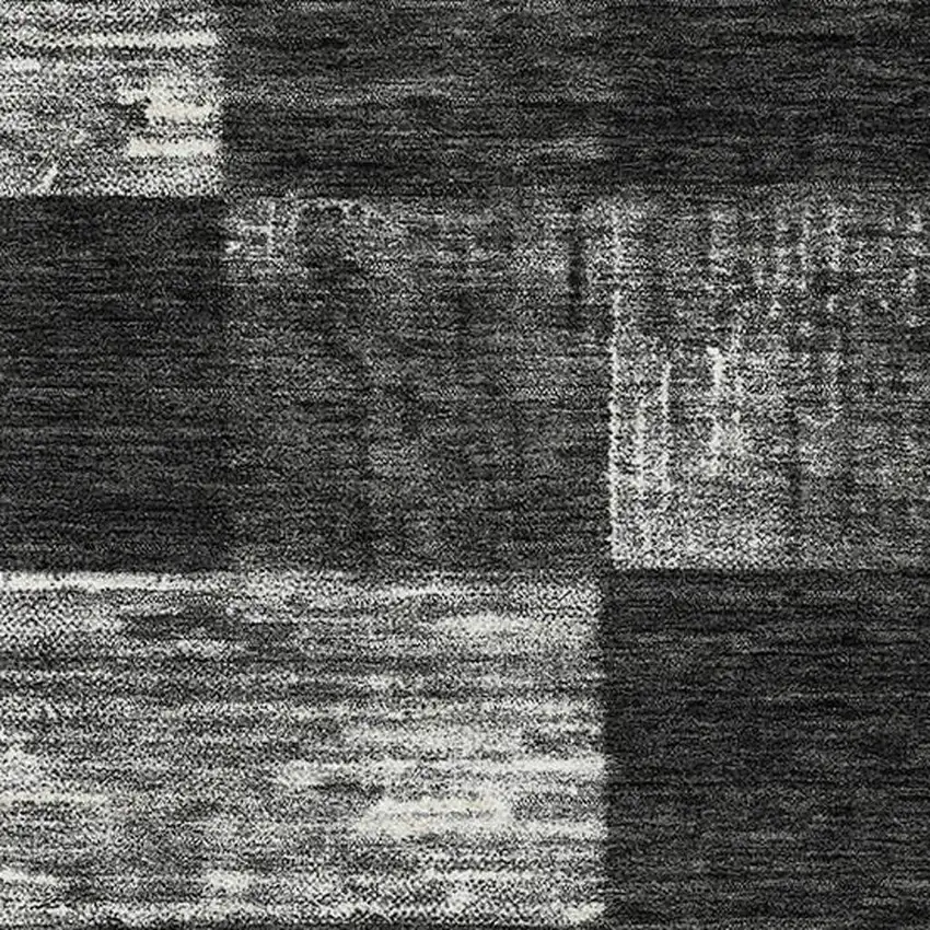 Black Gray And Silver Geometric Washable Area Rug With UV Protection Photo 2