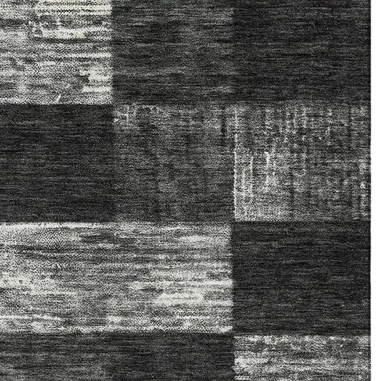 Black Gray And Silver Geometric Washable Area Rug With UV Protection Photo 2