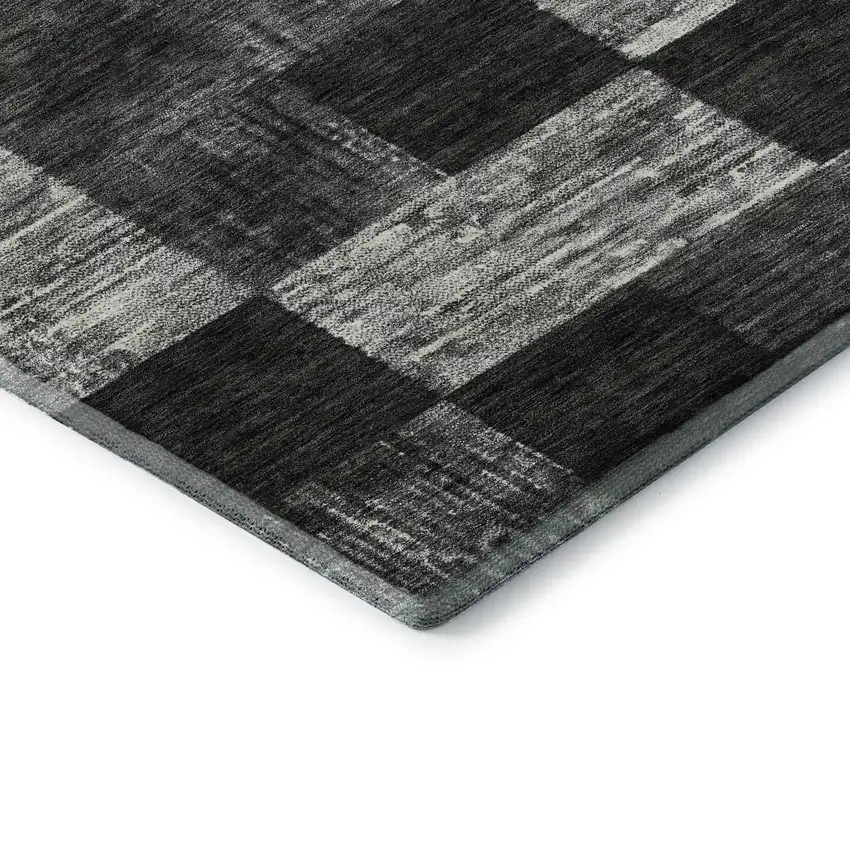 Black Gray And Silver Geometric Washable Area Rug With UV Protection Photo 7